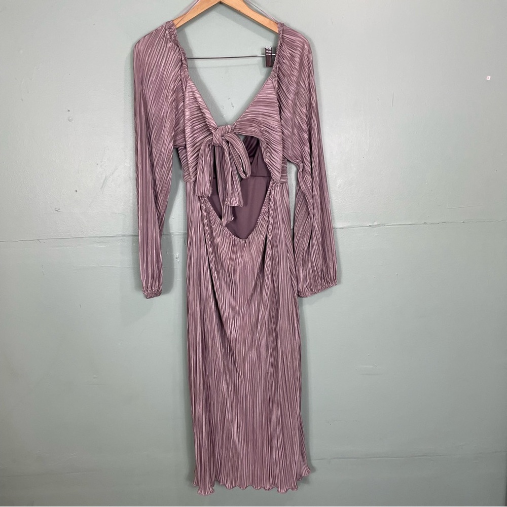 Baltic Born Amani Pleated Midi Dress in Lilac Purple Women Size XL Back Tie - Picture 6 of 11